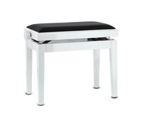 GEWA Piano bench deluxe white gloss (smooth height adjustment via precise scissor mechanism, made quality solid wood, durable and robust, high breaking load), velour