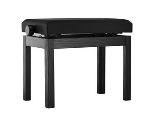 GEWA Piano Bench Student - Solid Wood - Faux Leather Seat Cover - Smooth Height Adjustment 48-57 cm - Stable Construction - Black Matt