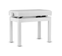 GEWA Piano Bench Student Solid Wood Seat Cover Faux Leather Smooth Height Adjustment 48-57 cm Sturdy Construction Matt White