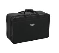 GEWA Trumpet Case for 3 Trumpets (Piston or Rotary Valve), Nylon Fabric, Fibreglass Core, in ackpack Straps, Individually Adjustable Interior, Accessory and Sheet Music Pocket, Black