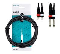 GEWA Twinkabel Basic Line 1,5m, black, 2x 6,3 mm mono jack - 2x cinch, 190210