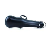 GEWA Violin Shaped Case Polycarbonate 4/4 - 1/2 Size, Black, Black Interior, 2 Removable Backpack Straps, Accessory Pocket, Padded Suspension, Additional Side Handle