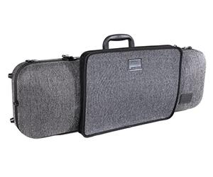 GEWA Violinkoffer Bio I S, Bio Flachs Schale, gepolsterte Schwebelagerung, grau, innen Samt schwarz, mit Notentasche und Seitengriff 4/4