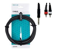 GEWA Y-cable Basic Line 1.5m, black, 1x 6.3 mm mono jack - 2x cinch, 190140