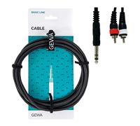 GEWA Y-cable Basic Line 1.5m, black, 1x 6.3 mm stereo jack - 2x cinch, 190150