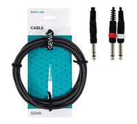 GEWA Y-cable Basic Line 3m, black, 1x 6.3 mm stereo jack - 2x 6.3 mm mono jack, 190105