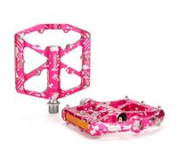 GEWAGE Bike Pedals With Reflective Strips, 3 Sealed Bearings Non-Slip CNC Aluminum Bicycle Platform 9/16" Pedals For Road Bike MTB E-Bike. (Pink Color)