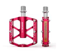 GEWAGE Folding Bike Pedals, Bicycle Pedals Reflectors with Bicycle Pedals, 9/16 Inch Non-Slip CNC Aluminium Platform Pedals for Folding Bikes, Mini Velo Bicycles, Children's Bikes (Red)
