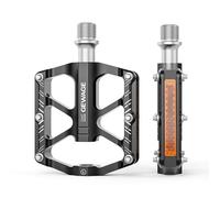 GEWAGE Folding Bike Pedals with Reflectors, 9/16 Inch Anti-Slip CNC Aluminum Platform Pedals for Folding Bikes, Mini Velo, Children's Bikes (BLACK)