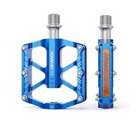 GEWAGE Folding Bike Pedals with Reflectors, 9/16 Inch Anti-Slip CNC Aluminum Platform Pedals for Folding Bikes, Mini Velo, Children's Bikes (BLUE)