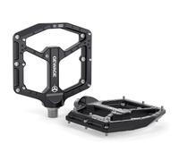 GEWAGE MTB Pedals Pro - CNC aluminum, 3-bearing system with oversized ball + needle bearing, 9/16" chromoly, ultra-thin monoblock design, 14 pins, compact (Black)