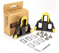 GEWAGE Road Bike Cleats Compatible with Shimano SPD-SL SM-SH10/11/12, TPU & PTFE, Yellow/Red/Blue Float Options, Fits 3-Bolt Road Cycling Shoes, Incl. Mounting Hardware(6° Float - Yellow)
