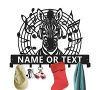 Gewasi Personalized Zebra Monogram Metal Key Holder with Hooks, Custom Name, Home Storage Hooks, Functional Wall Organizer for Entryway, Living Room and Kitchen (Style-3)