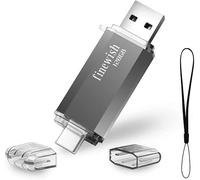 Geweo 128 GB 2 in 1 USB C Memory Stick, Grey, 400 MB/s Read & Write, USB 2.0, OTG, exFAT Format, Portable Flash Drive for MacBook Pro, Android, Laptop, Computer