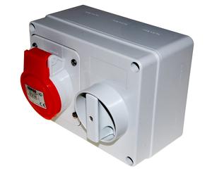 Gewiss 16Amp 415V 4 PIN Red IP44 Interlocked Switch Socket 3p+E - GW66008