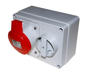 Gewiss 32Amp 415V 5 PIN Red IP44 Interlocked Switch Socket 3p+N+E - GW66020