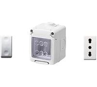 GEWISS - DY01002 Appliance enclosure 27 Combi protected 2 places grey RAL 7035 IP55 with No. 1 White Bivalent Socket, No. 1 White Switch