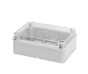 Gewiss GW44427 Smooth Wall Box for Junction and Electric and Electronic Equipment, Plain Screwed Transparent Lid, 190 mm L x 140 mm H x 70 mm D, 37 mm Max Hole Diameter, Grey