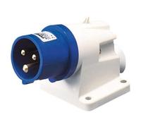 Gewiss GW60404 Low Voltage Screw Wiring 90 Degree Angled Surface Mounting Inlet, IP44, 2P+E Pole, 200V-250V, 16 A, 50 Hz/60 Hz, Blue