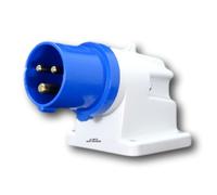 Gewiss GW60415 Low Voltage Screw Wiring 90 Degree Angled Surface Mounting Inlet, IP44, 2P+E Pole, 200V-250V, 32 A, 50 Hz/60 Hz, Blue