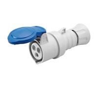 Gewiss GW62015H Straight Connector HP - IP44/IP54 - 2P+E 32A 200-250V 50/60Hz - Blue - 6H - Screw Wiring
