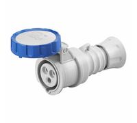 Gewiss Straight Connector GW62037H - 2P+E 32A 200-250V - IP66/67/68/69 - Blue 6H - Screw Wiring