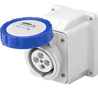 Gewiss GW62404 Low Voltage Screw Wiring 10 Degree Angled Surface-Mounting Socket-Outlet, IP44, 6 Reference, 2P+E Pole, 200V-250V, 16 A, 50 Hz/60 Hz, Blue