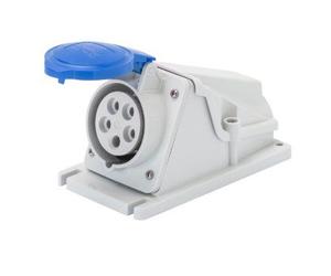 Gewiss GW62477 90° Angled Surface-Mounting Socket-Outlet - IP44 - 2P+E 16A 200-250V 50/60Hz - Blue - 6H - Screw Wiring