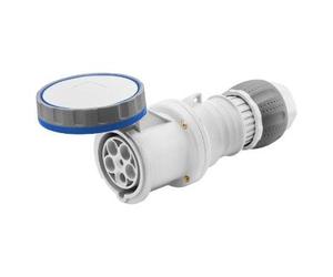 Gewiss GW63048H Straight Connector HP - IP66/IP67/IP68/IP69 - 2P+E - 63A - 200-250V 50/60 Hz - Blue - 6H - Mantle Terminal