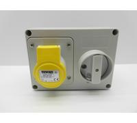 GEWISS GW66001 16 AMP 110 VOLT 3 PIN YELLOW IP44 INTERLOCKED SWITCHED SOCKET