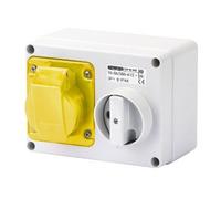 Gewiss GW66001 Fixed Interlocked Horizontal Socket-Outlet - With Bottom - Without Fuse-Holder Base - 2P+E 16A 100-130V - 50/60Hz 4H - IP44