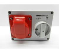 Gewiss GW66008 Fixed Interlocked Horizontal Socket-Outlet - With Bottom - Without Fuse-Holder Base - 3P+E 16A 380-415V - 50/60Hz 6H - IP44