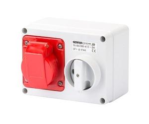 Gewiss GW66008 Fixed Interlocked Horizontal Socket-Outlet - With Bottom - Without Fuse-Holder Base - 3P+E 16A 380-415V - 50/60Hz 6H - IP44