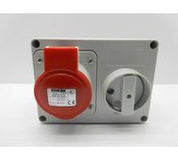 Gewiss GW66009 Fixed Interlocked Horizontal Socket-Outlet - With Bottom - Without Fuse-Holder Base - 3P+N+E 16A 346-415V - 50/60Hz 6H - IP44