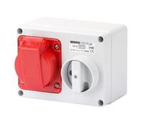 Gewiss GW66009 Horizontal Interlocked Socket Outlet, IP44, 6 Reference, 3P+N+E Pole, 380V-415V, 16 A, 50 Hz/60 Hz, Red