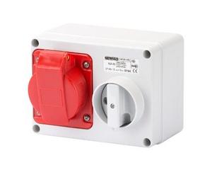 Gewiss GW66009 Fixed Interlocked Horizontal Socket-Outlet - With Bottom - Without Fuse-Holder Base - 3P+N+E 16A 346-415V - 50/60Hz 6H - IP44