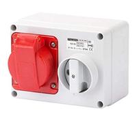 Gewiss GW66009 Fixed Interlocked Horizontal Socket-Outlet - With Bottom - Without Fuse-Holder Base - 3P+N+E 16A 346-415V - 50/60Hz 6H - IP44