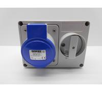 GEWISS GW66015 32 AMP 240 VOLT 3 PIN BLUE IP44 INTERLOCKED SWITCHED SOCKET