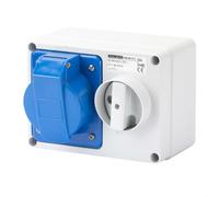 Gewiss GW66015 Fixed Interlocked Horizontal Socket-Outlet - With Bottom - Without Fuse-Holder Base - 2P+E 32A 200-250V - 50/60Hz 6H - IP44