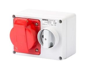 Gewiss GW66020 Fixed Interlocked Horizontal Socket-Outlet - With Bottom - Without Fuse-Holder Base - 3P+N+E 32A 346-415V - 50/60Hz 6H - IP44