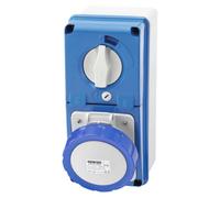 Gewiss Gw66204N Waterproof Output Socket - 2P+T, 16A, 230V, Ip67, Blue
