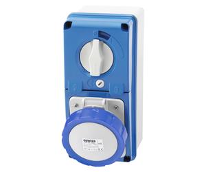 Gewiss GW66204N Waterproof Output Socket - 2P+T, 16A, 230V, IP67, Blue