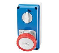 Gewiss GW66208N Interlocked Vertical Socket-Outlet with Bottom and Rotary Switch, without Fuse-Holder Base, IP67, 6 Reference, 3P+E Pole, 380V-415V, 16 A, 50 Hz/60 Hz, Red