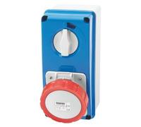 Gewiss GW66209N Vertical Fixed Interlocked Socket Outlet - With Bottom - Without Fuse-Holder Base - 3P+N+E 16A 346-415V - 50/60Hz 6H - IP67