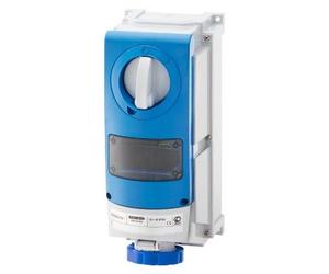 Gewiss GW66988 Vertical Fixed Interlocked Socket Outlet - With Bottom -For Mounting Modular Devices - For Heavy-Duty Use - 2P+E 32A 200-250V-50/60Hz 6H-IP66