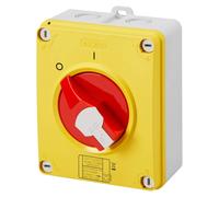 Gewiss GW70432P Rotary Isolator Switch - HP - Emergency - Isolating Material Box - 16A 3P - Lockable Red Knob - IP66/67/69