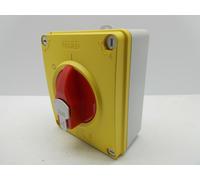 Gewiss GW70433P Rotary Isolator Switch - HP - Emergency - Isolating Material Box - 16A 4P - Lockable Red Knob - IP66/67/69