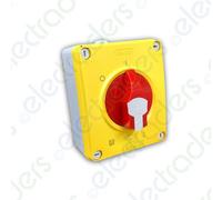 Gewiss GW70435P Rotary Isolator Switch - HP - Emergency - Isolating Material Box - 32A 3P - Lockable Red Knob - IP66/67/69