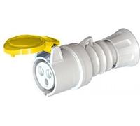 Gewiss GW62012H Straight Connector HP - IP44/IP54 - 2P+E 32A 100-130V 50/60Hz - Yellow - 4H - Screw Wiring