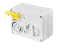 GEWISS Interlocked 16 amp Switched Socket 110V 3 Pin Yellow IP44 2P+E - GW66001